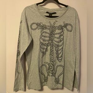 Ksubi - Long Sleeve Rope Skeleton Tee in Grey Marle | NWT - Medium - Rare